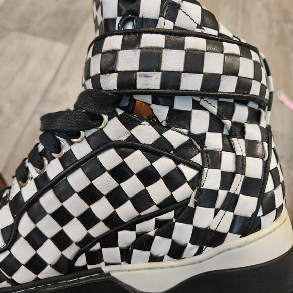 Givenchy Tyson High Top Sneakers Womens Size 37 US 6.5 Checkered Leather Bold - Picture 12 of 16
